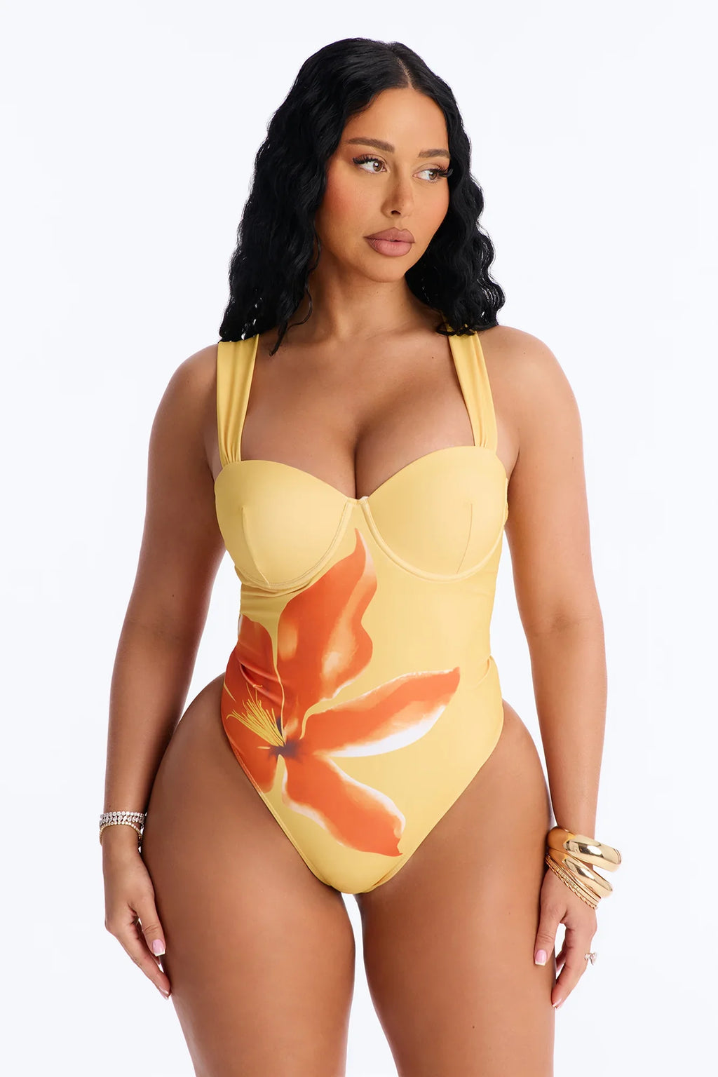 On Island Time Floral Underwire Maxi 2 Piece Bikini Skirt Set - Yellow/combo