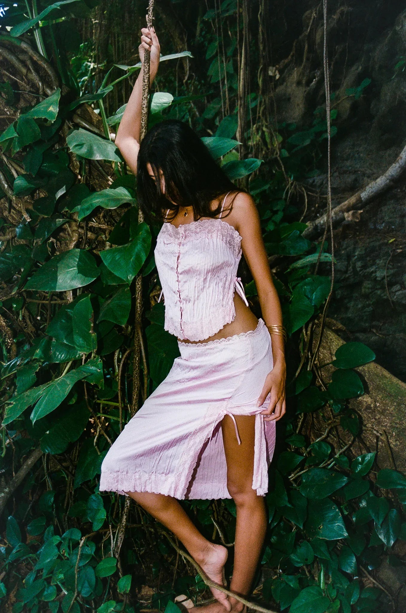 Countryside Satin Midi Skirt - French Rose