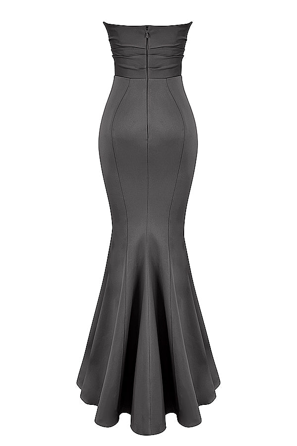 shadow satin strapless gown