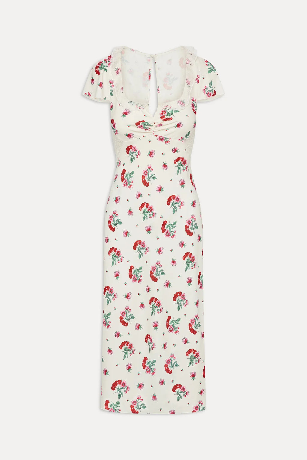 Delicate Lace Midi Dress - Cherry Flower