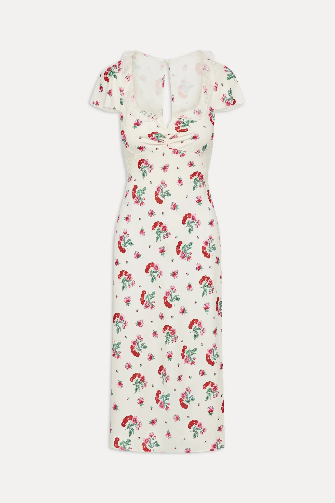 Delicate Lace Midi Dress - Cherry Flower