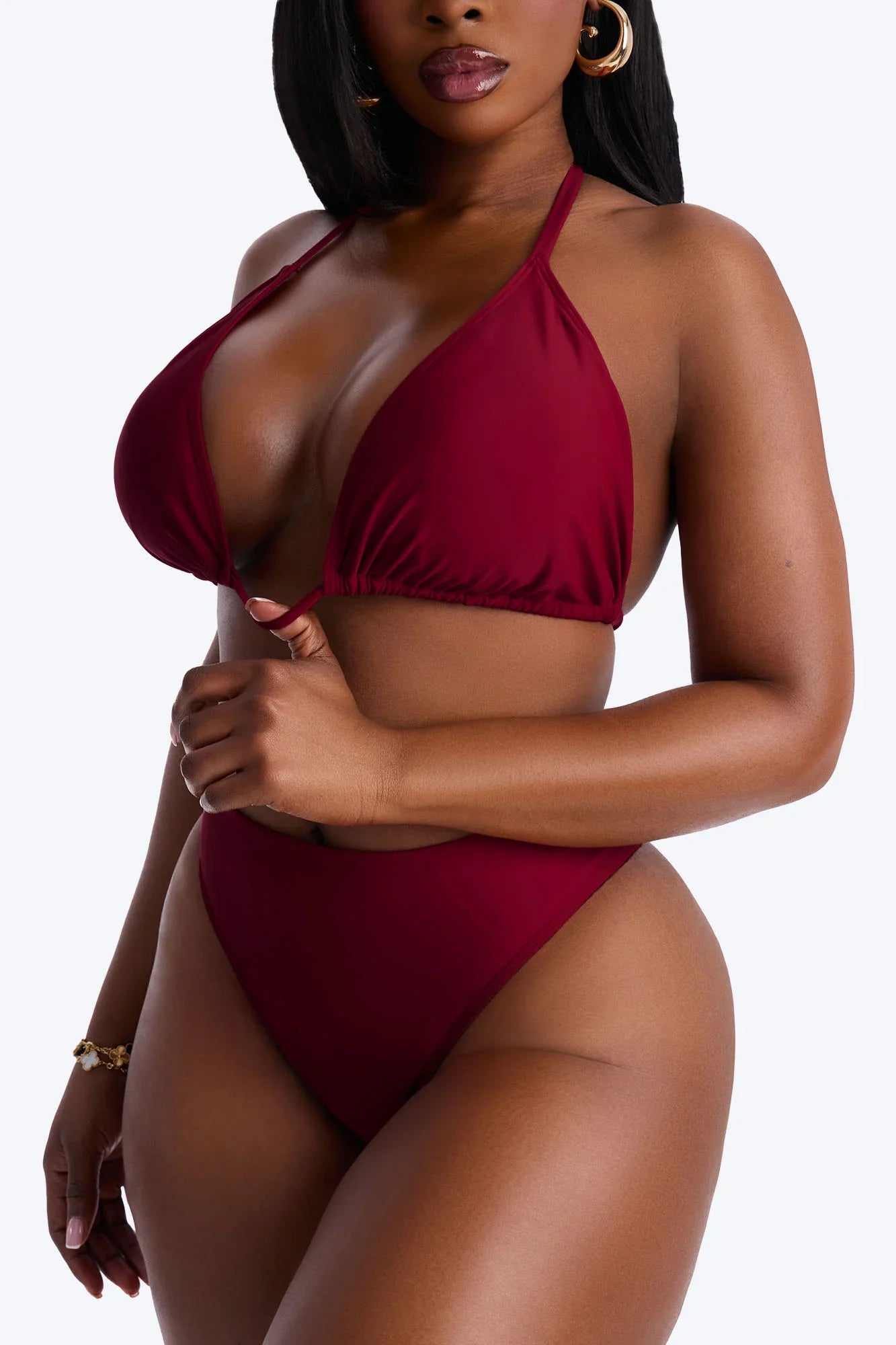 Maui Mix And Match Triangle Bikini Top - Burgundy