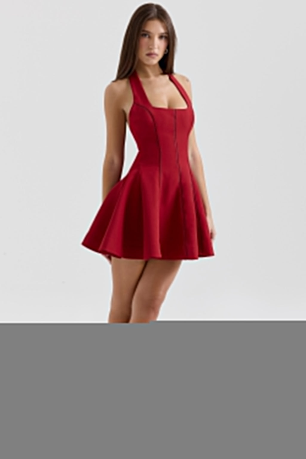 red halter neck bow mini dress