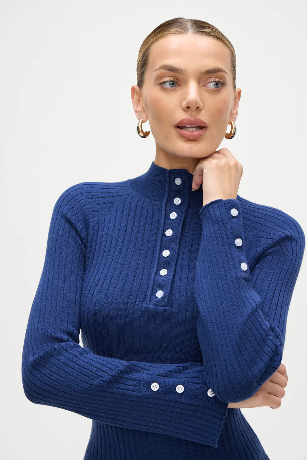 Isla Long  Sleeve Mini Dress - Midnight Blue