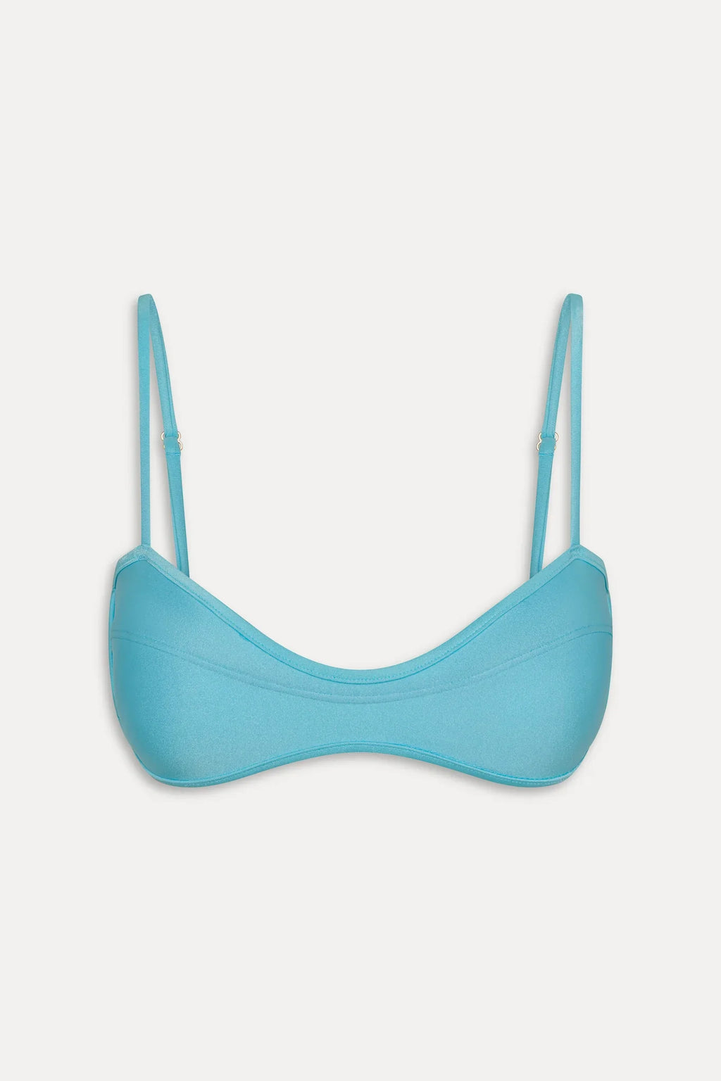 Lane Satin Bandeau Bikini Top - Cyan Shine