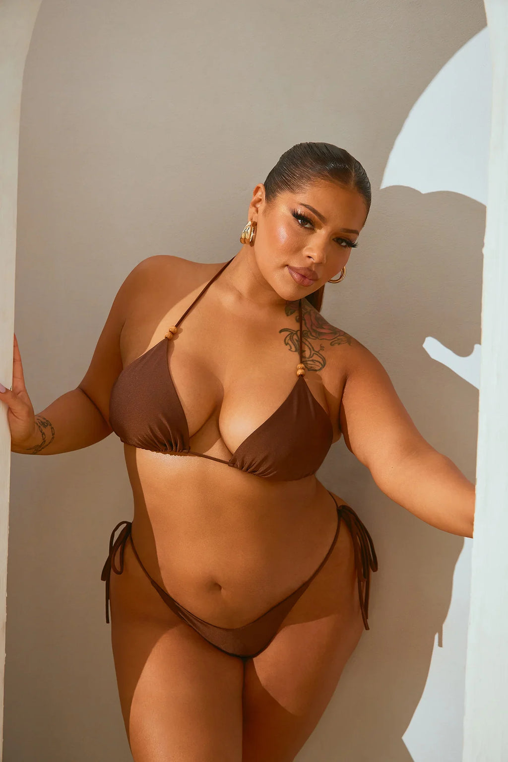Jungle Beach 3 Piece Bikini Set - Mocha/combo