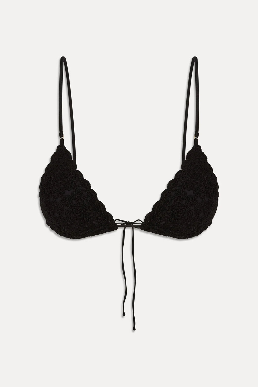 Elena Crochet Shine Bikini Top - Black