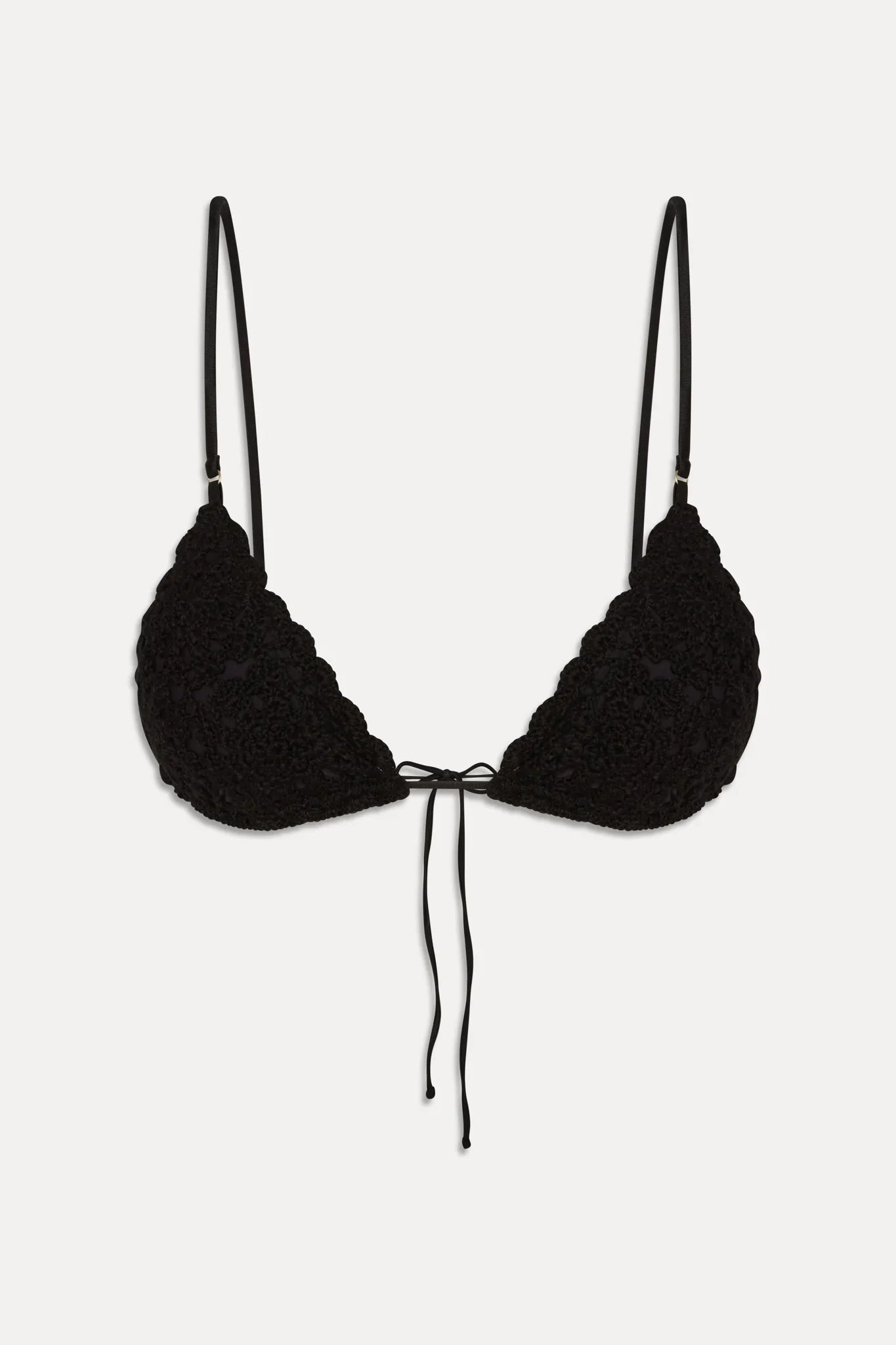 Elena Crochet Shine Bikini Top - Black