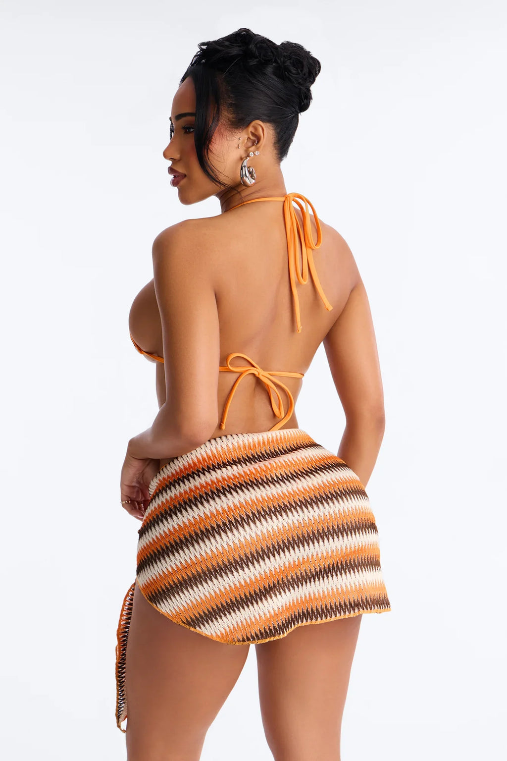 Only For The Summer Bikini And Coverup Skirt - Orange/combo
