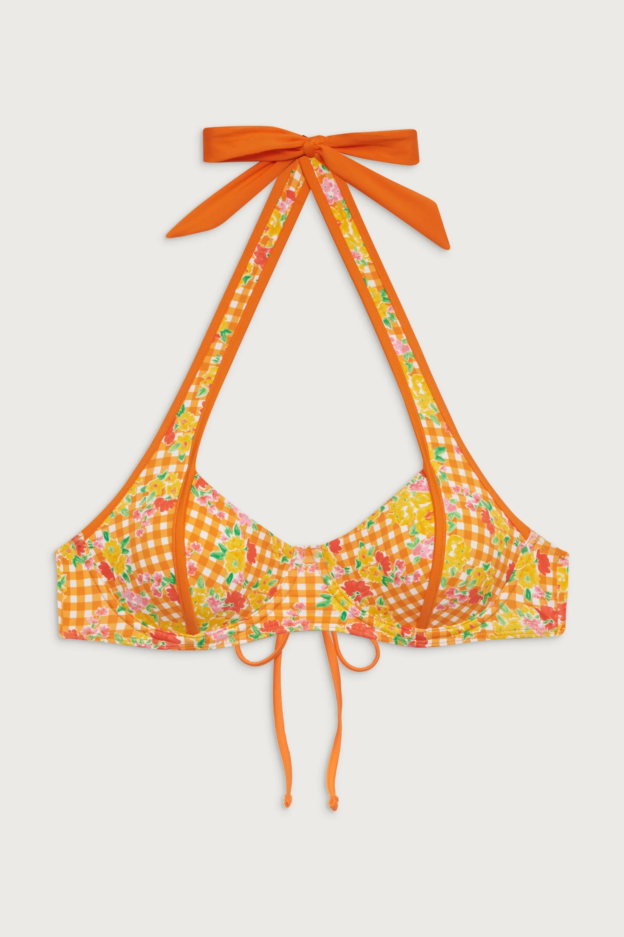 Fin Floral Underwire Bikini Top - Marigold Gingham
