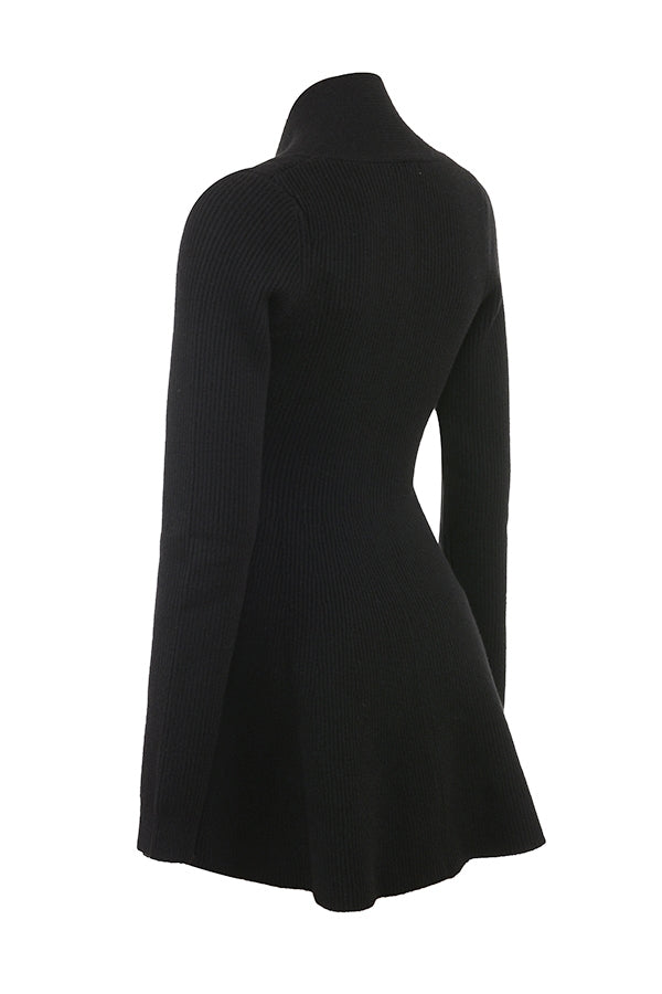 black wool knitted cardigan dress