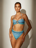 Serene Decal Crochet Bikini Top in Blue