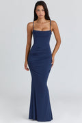 navy corset maxi dress
