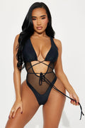 Vitamin Sea Fishnet Cutout 1 Piece Swimsuit - Black