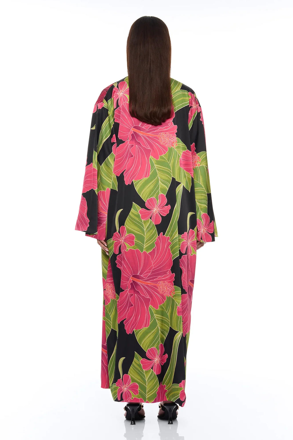 Tropic Oasis Vacation Kimono Bikini 3 Piece Set - Black/combo