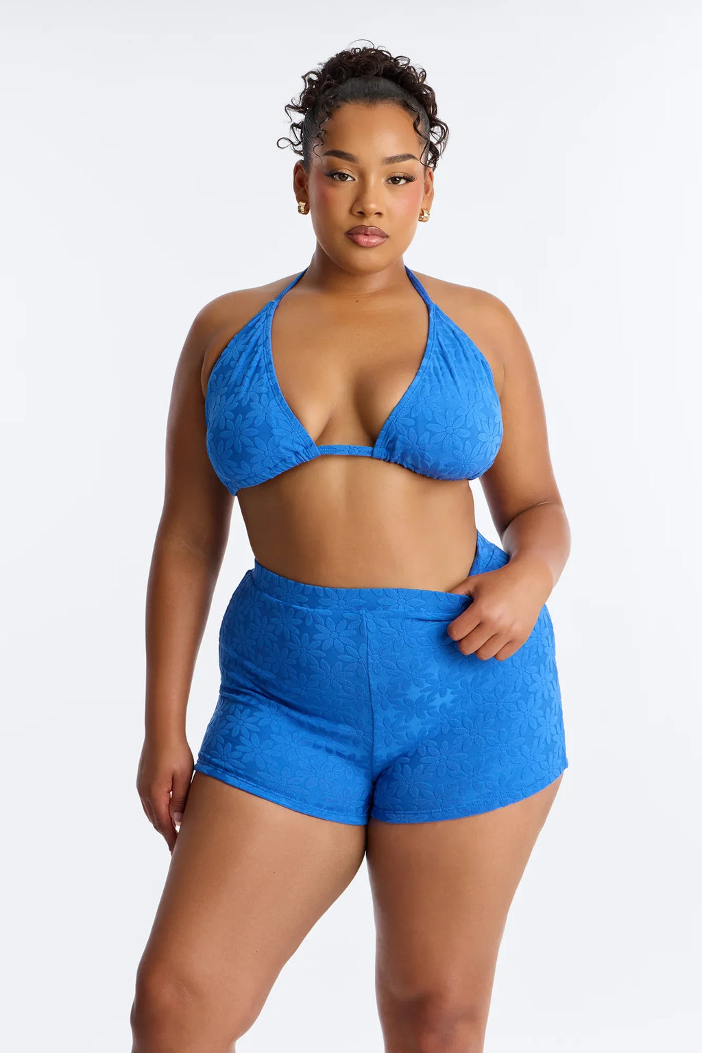 Marla Terry Cloth 2 Piece Boyshort Bikini Set - Blue