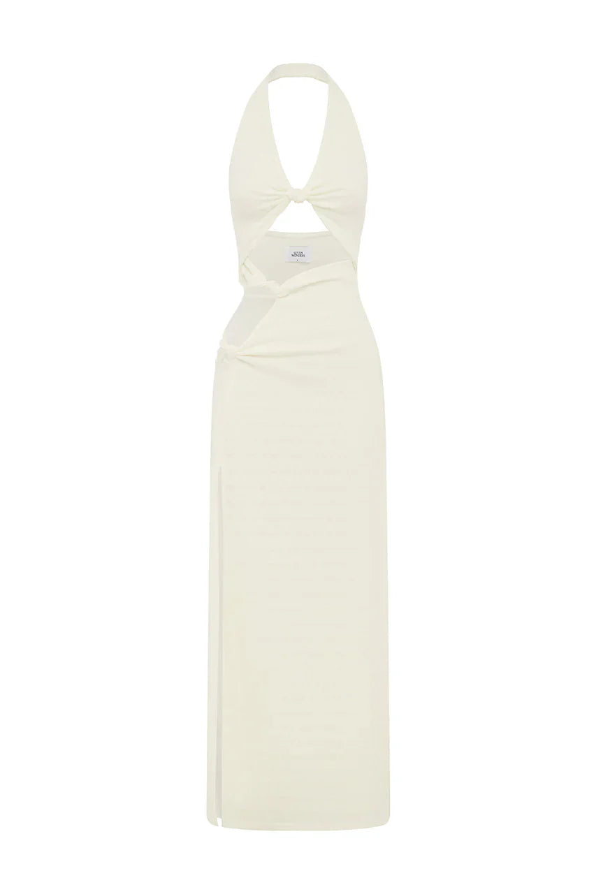 LAILA CUT OUT HALTER MAXI DRESS - WHITE
