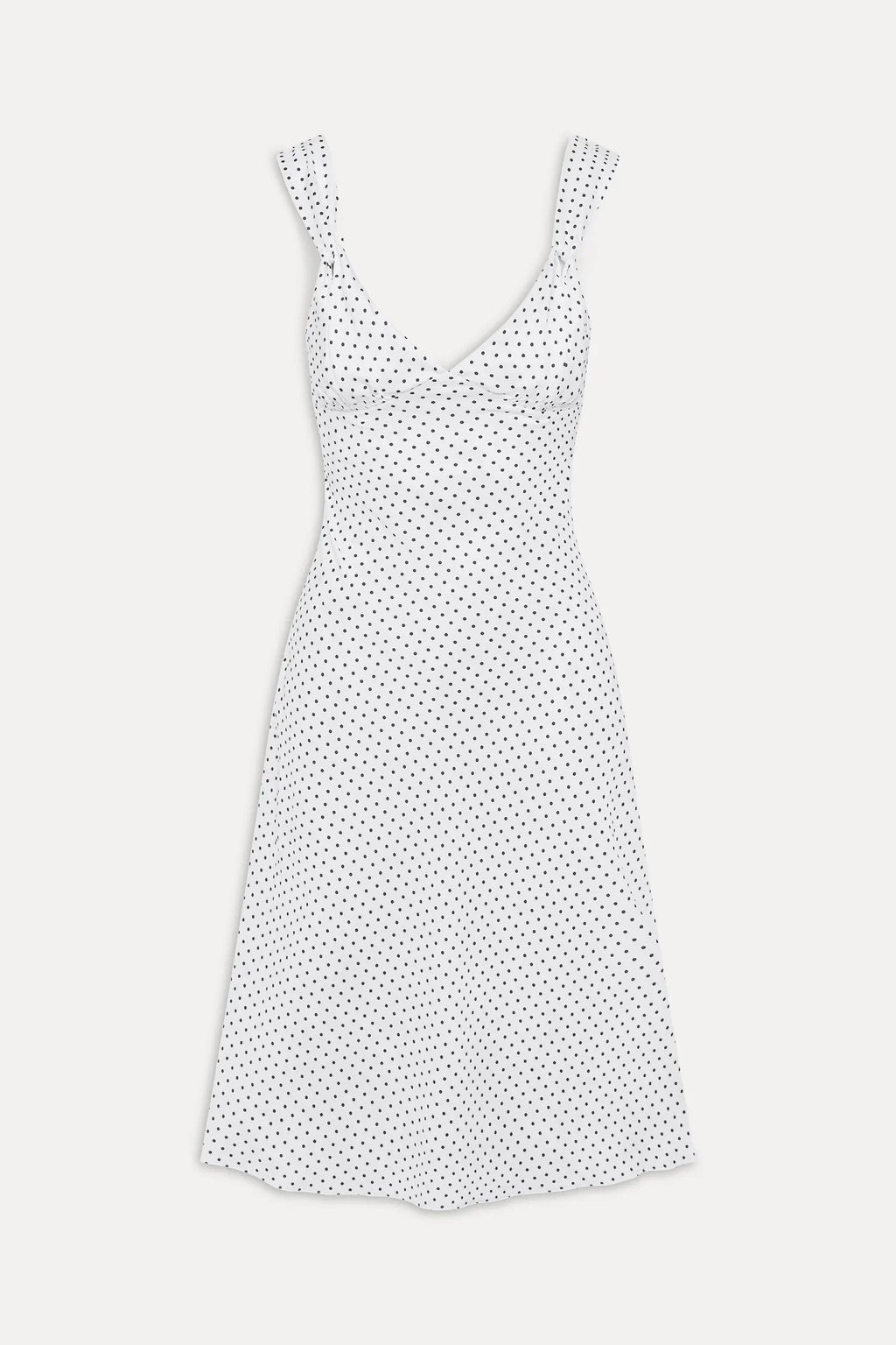 Aurora Satin Midi Dress - White Polka Dot