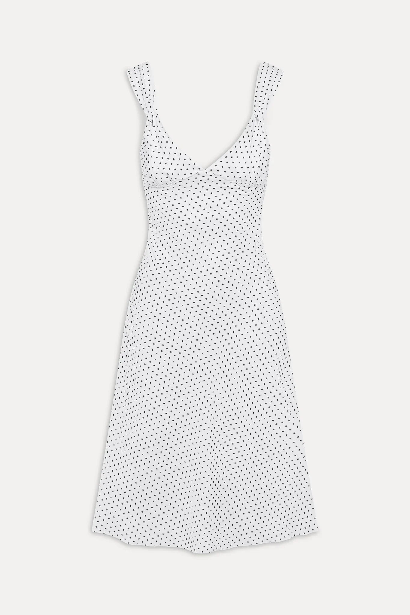 Aurora Satin Midi Dress - White Polka Dot