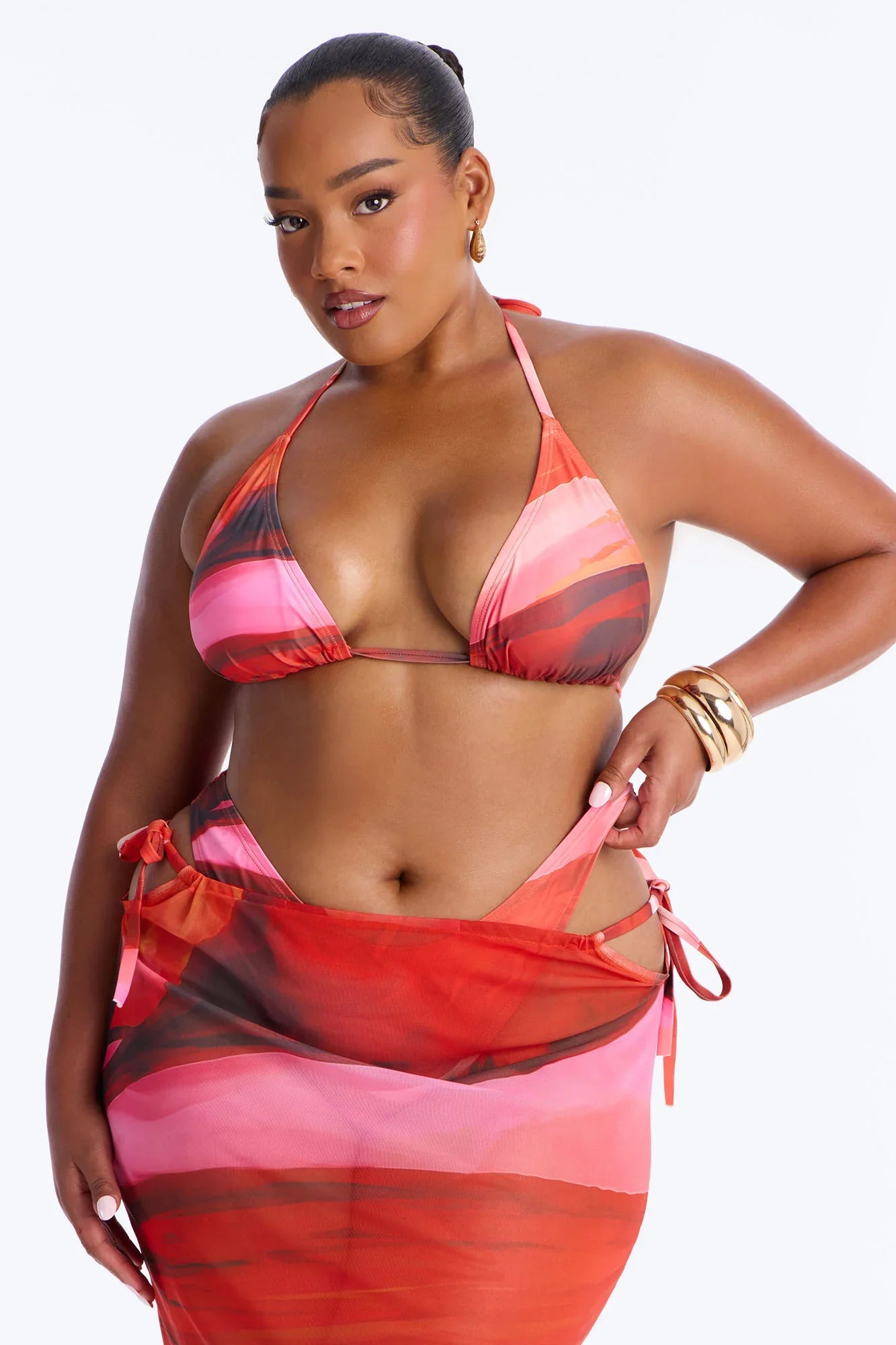 Can't Forget You Bikini And Sarong - Burgundy/combo
