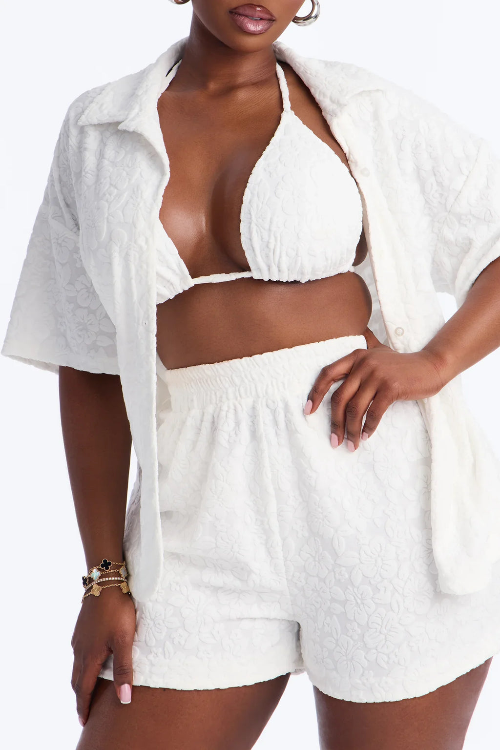 Your One And Only Bikini And Coverup Short Set - White