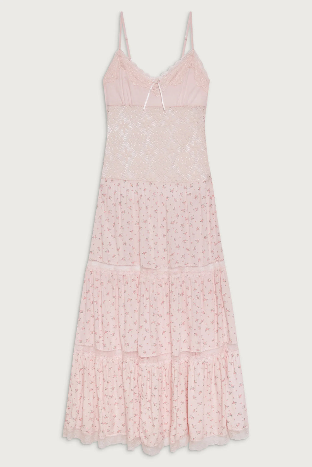 Vineyard Crochet Floral Maxi Dress - Baby Bouquet Pink