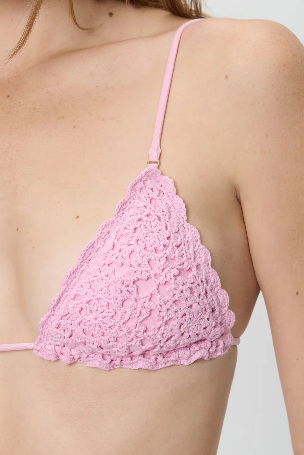 Elena Crochet Shine Bikini Top - Blush