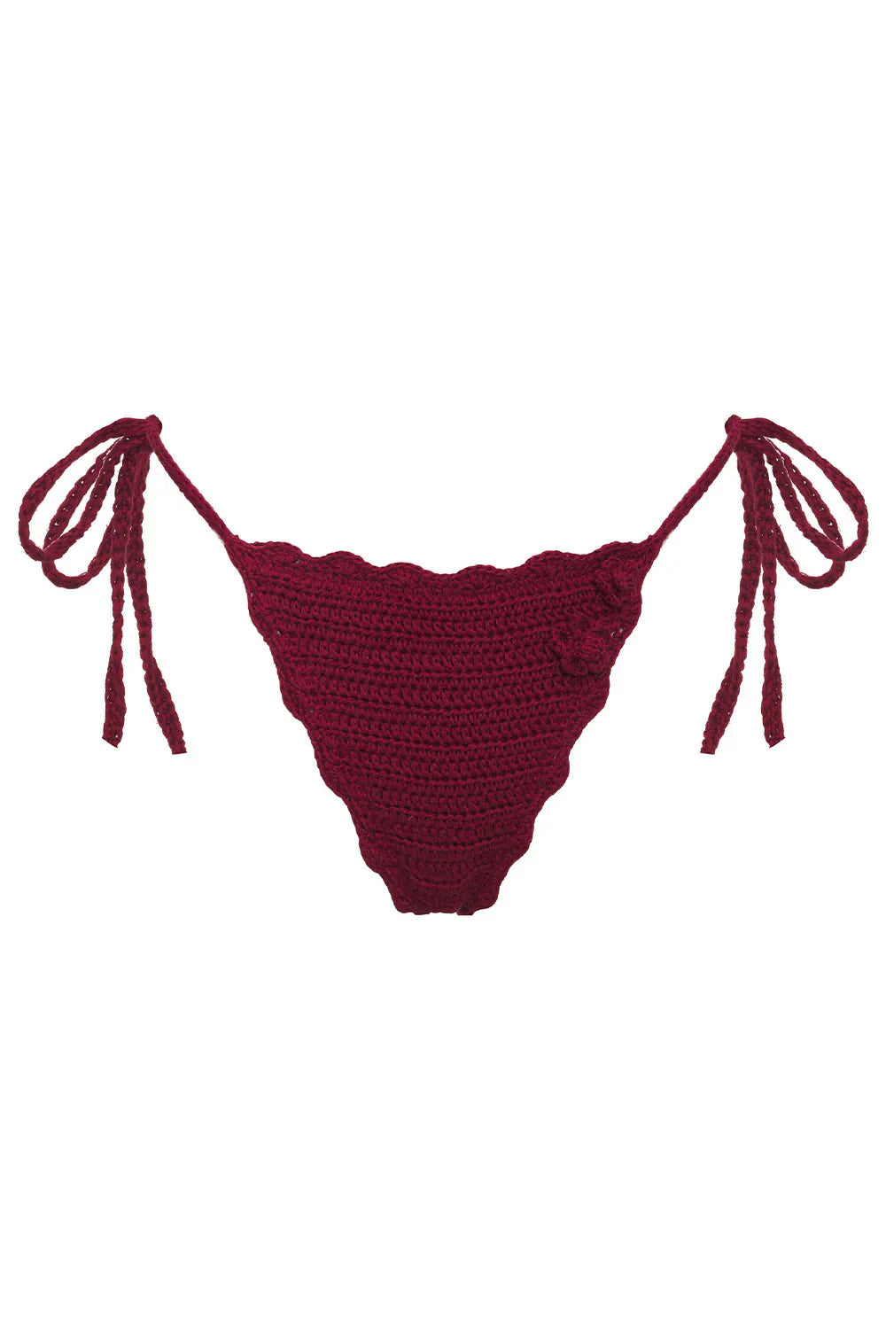 Mackenzie String Crochet Bikini Bottom - Ruby