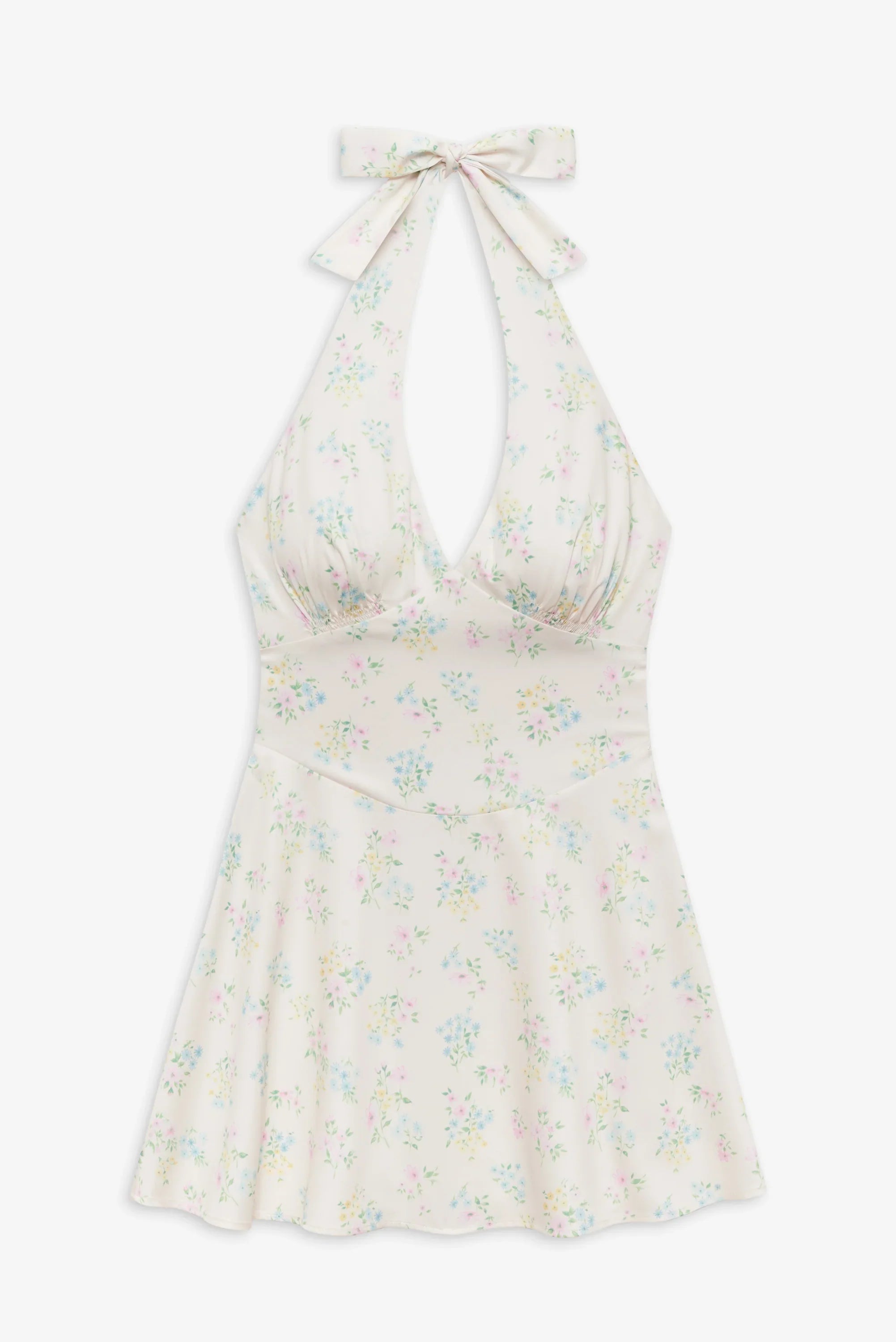 Audrey Floral Satin Mini Dress - French Riviera