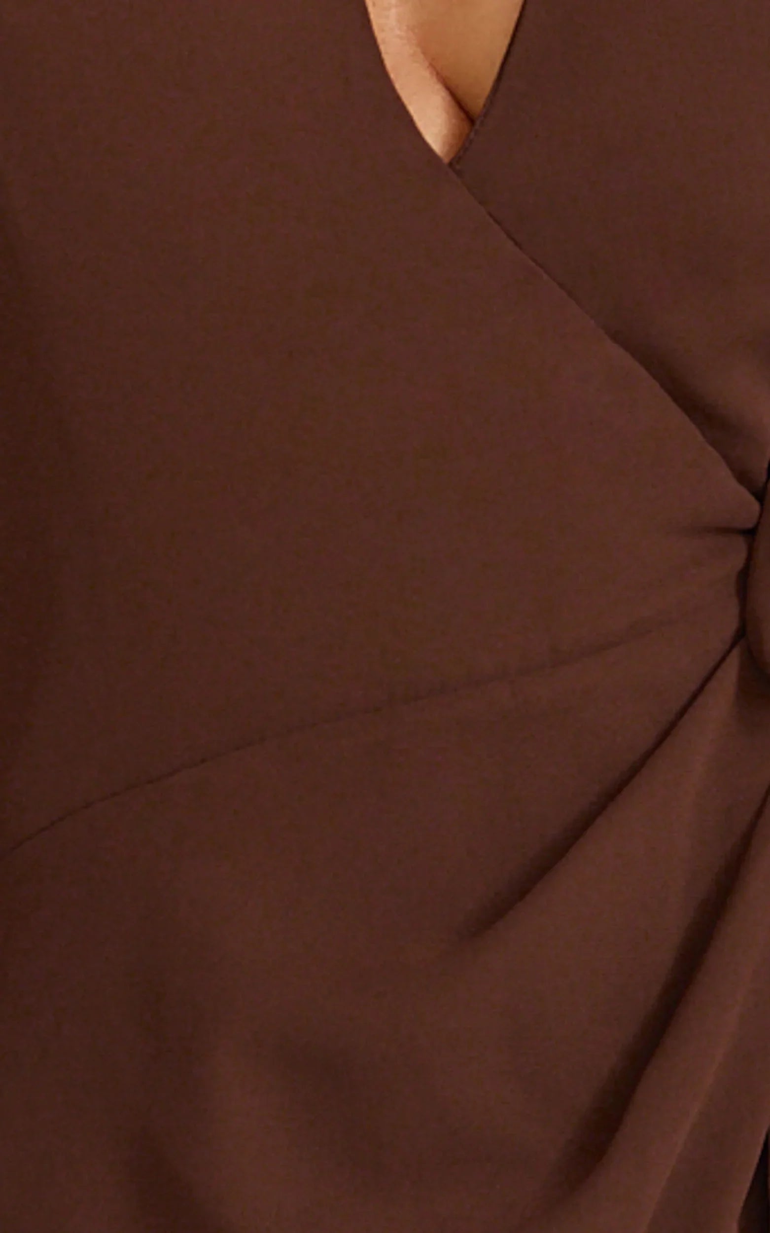 Eva Mini Dress - Plunge Halter Wrap Dress in Chocolate