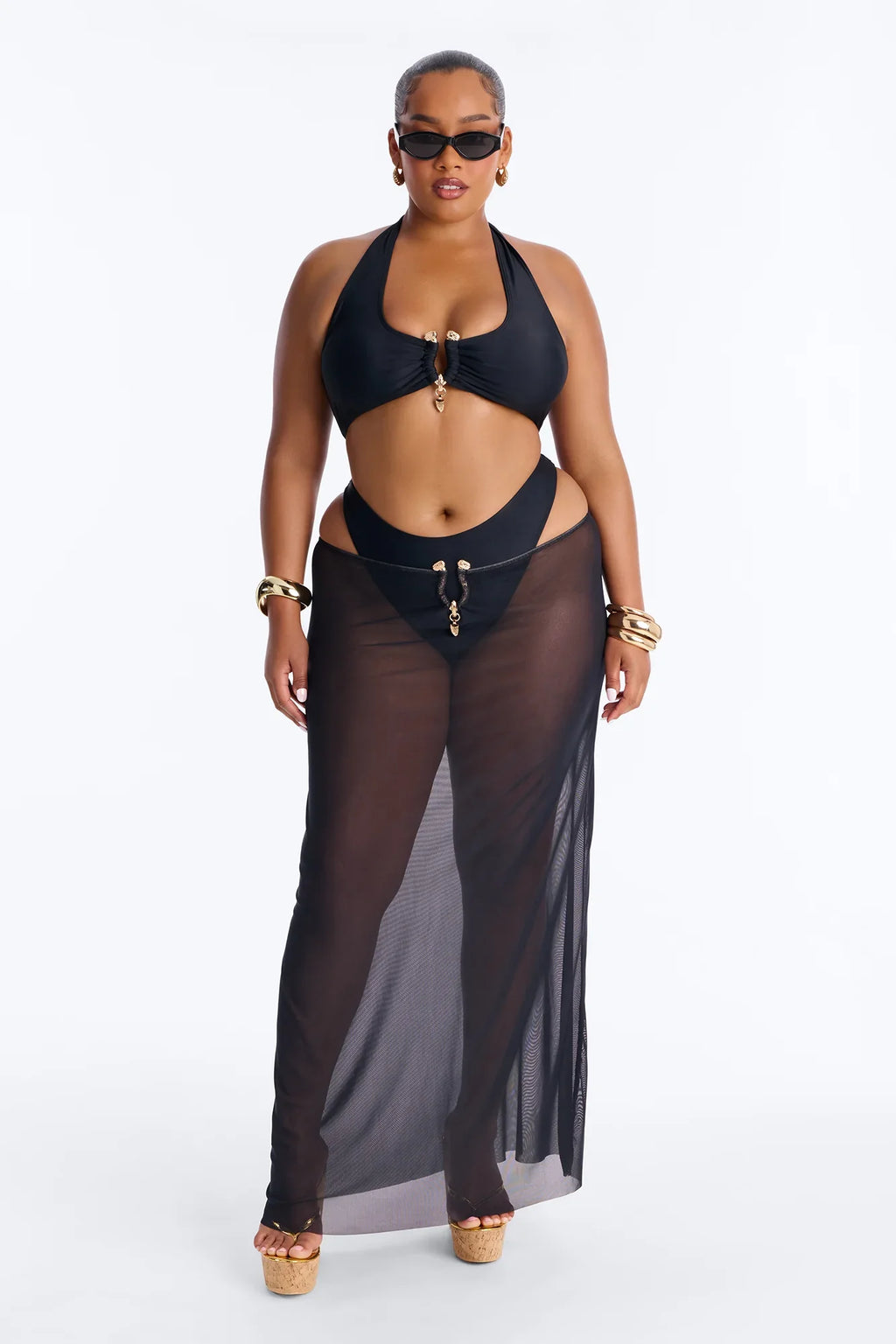 Till Sunrise Bikini And Coverup Skirt - Black