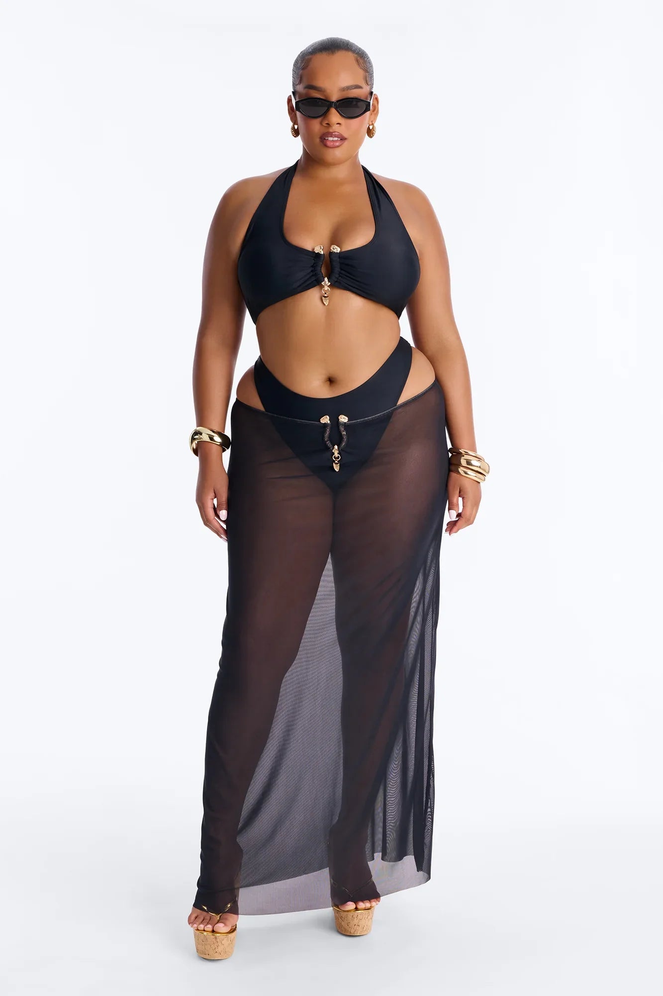 Till Sunrise Bikini And Coverup Skirt - Black
