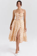 royal rose print corset midi sundress