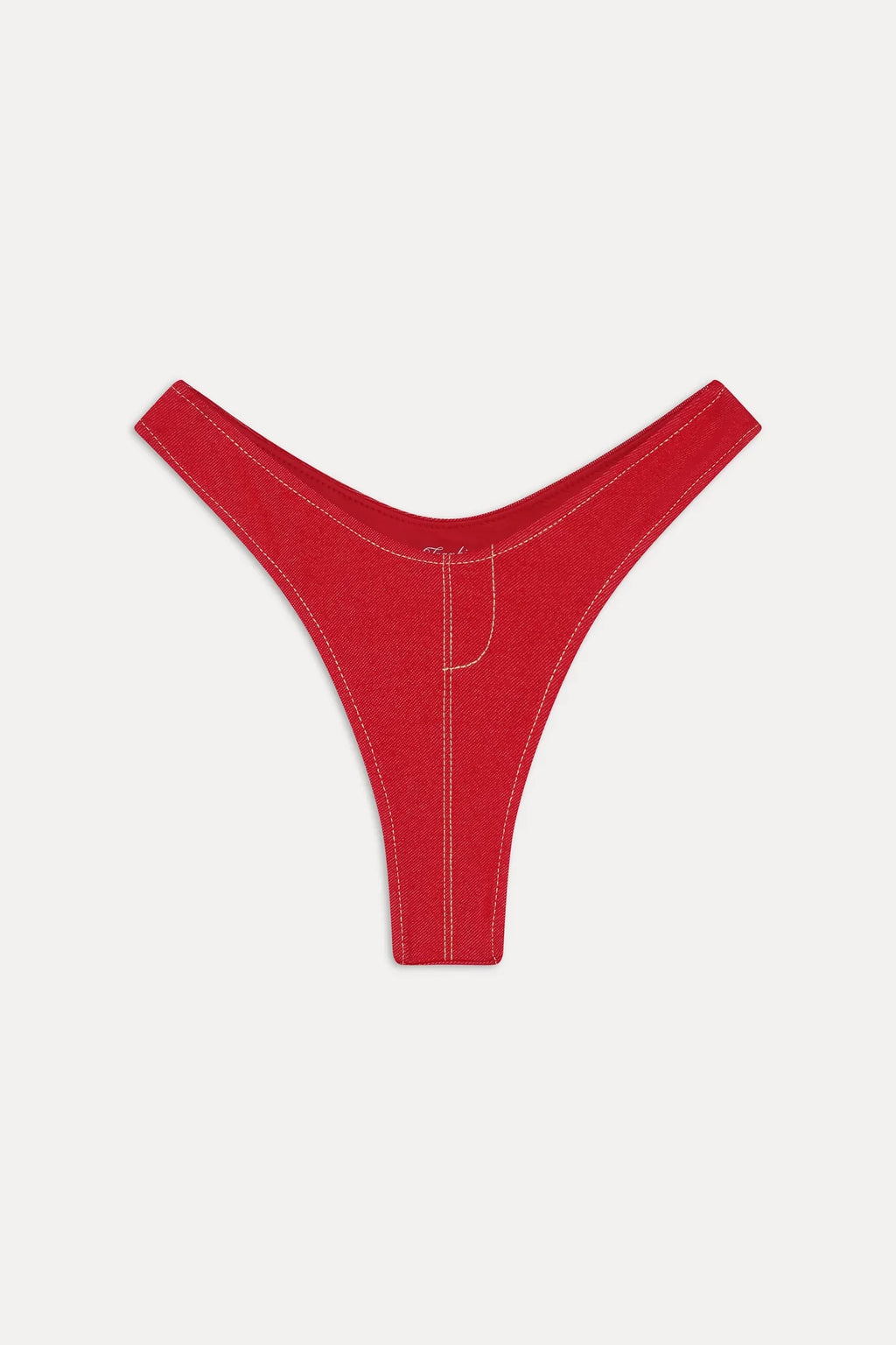 Full Moon Micro Bikini Bottom - Red Denim