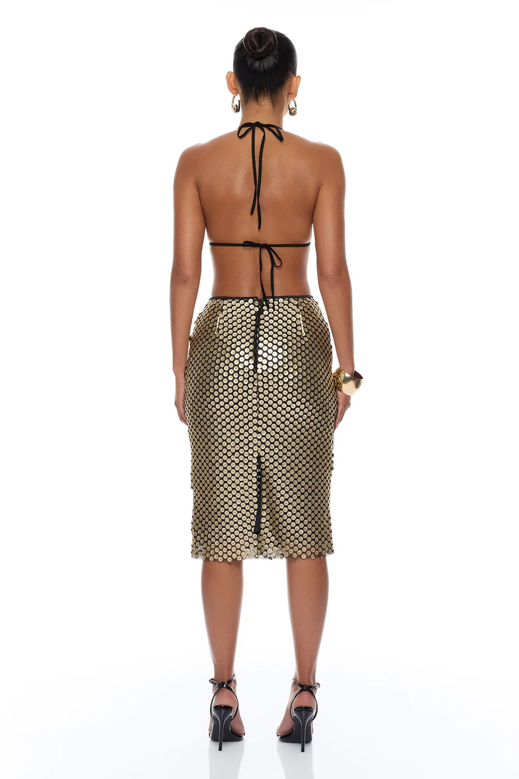 Here For A Good Time Sequin Bikini 3 Piece Set - Gold