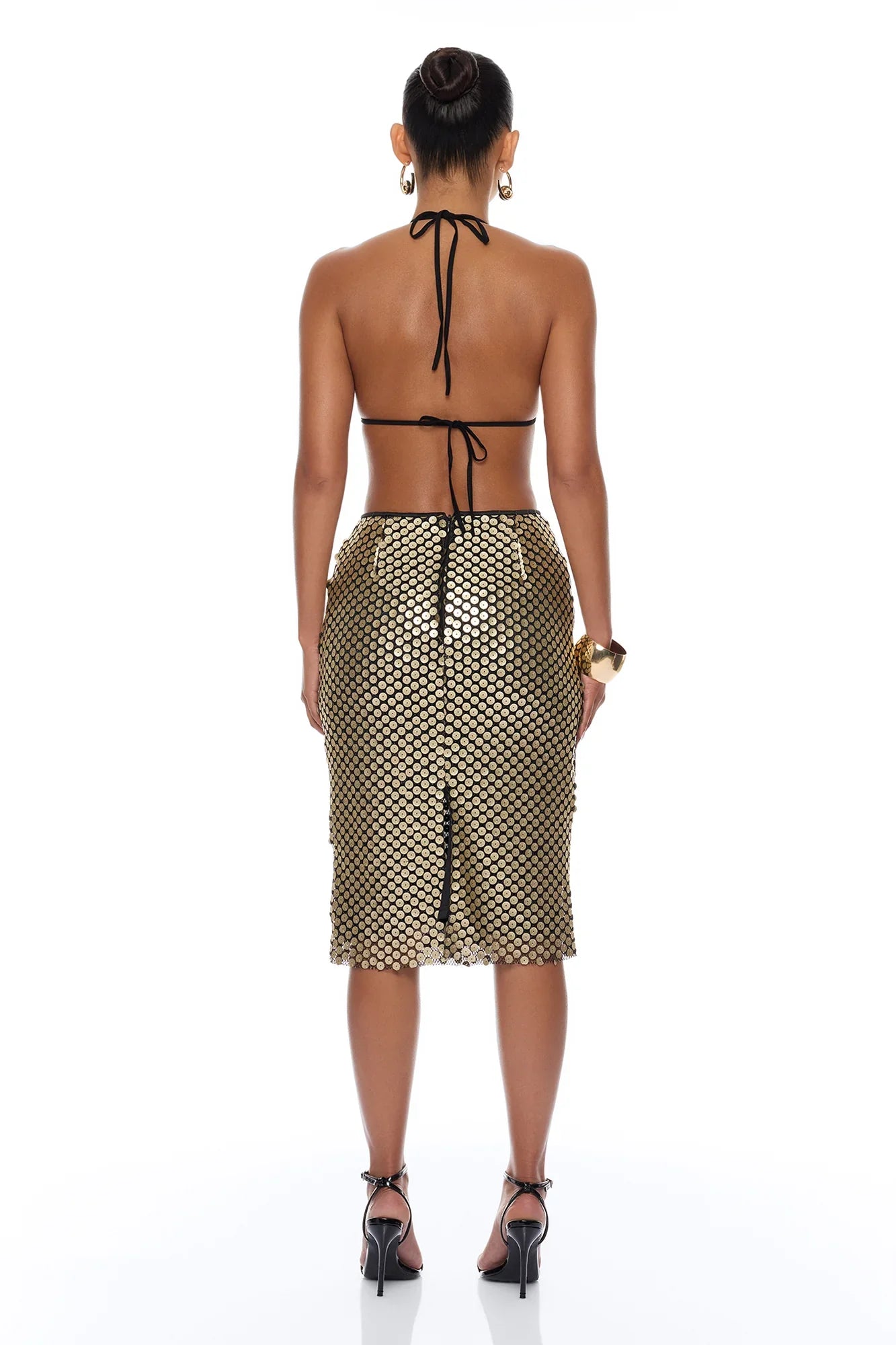 Here For A Good Time Sequin Bikini 3 Piece Set - Gold