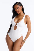 Eva O Ring Cutout 1 Piece Swimsuit - White