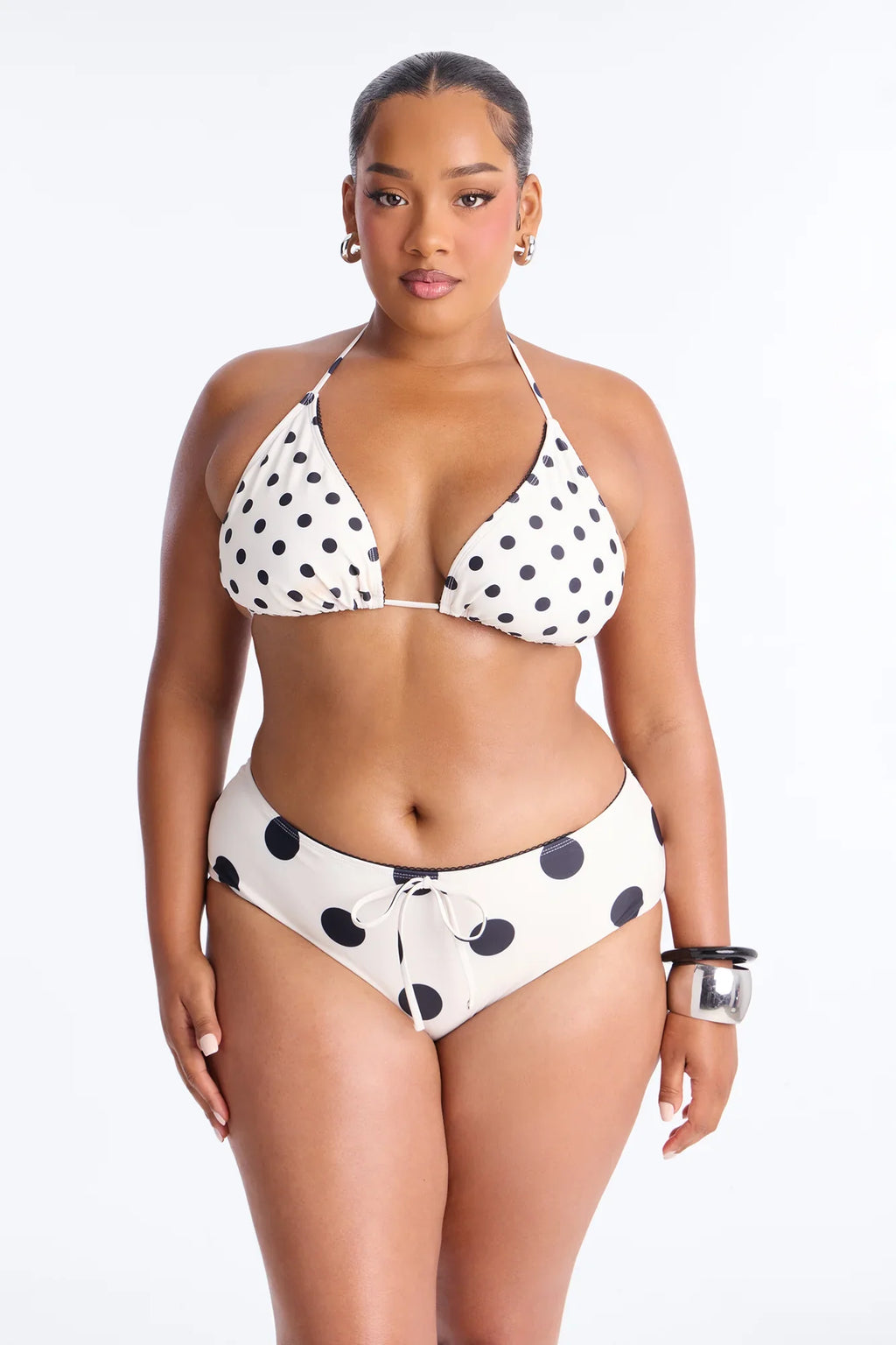 Margo Polka Dot Micro Triangle & Boyshort 2 Piece Bikini - Cream/combo