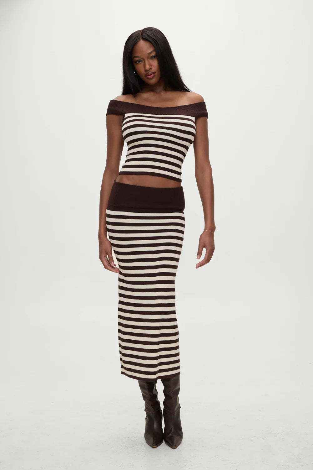 x BELLA HADID Tucker Knit Midi Skirt - Cowboy Stripe