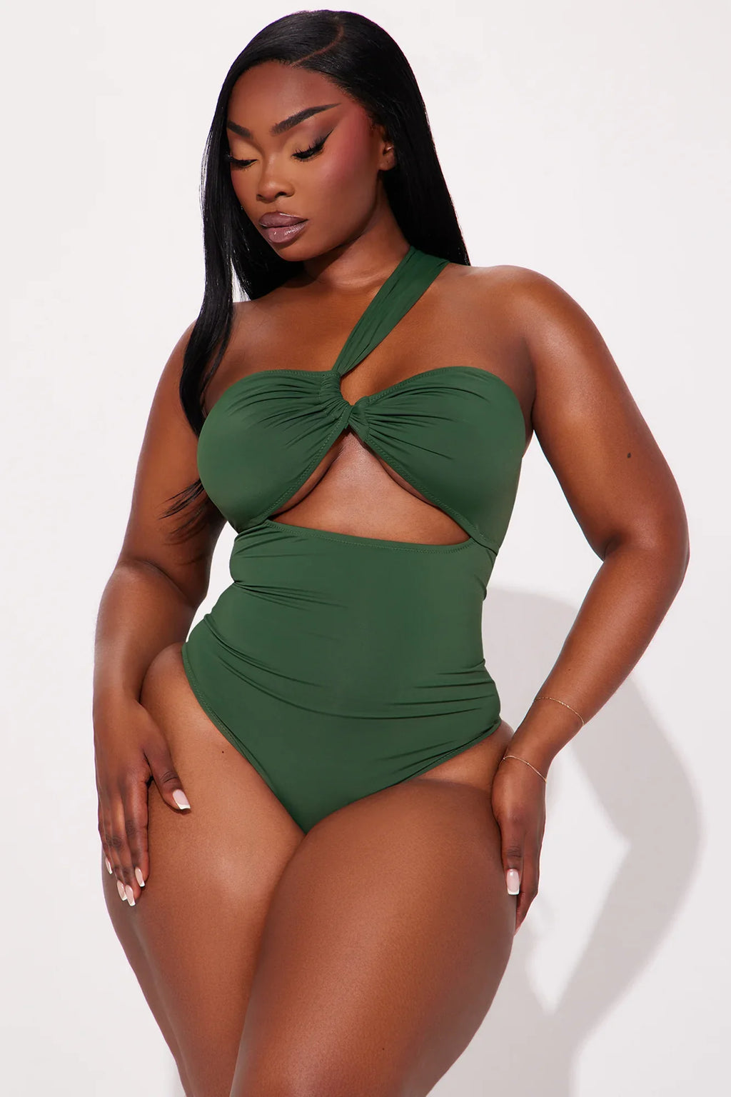 Ready For The Summer Cutout 1 Piece Swimsuit - Olive