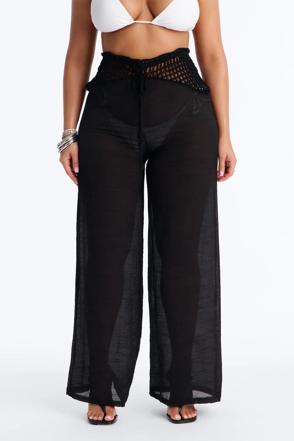 Darling Linen Swim Cover Up Pant - Black
