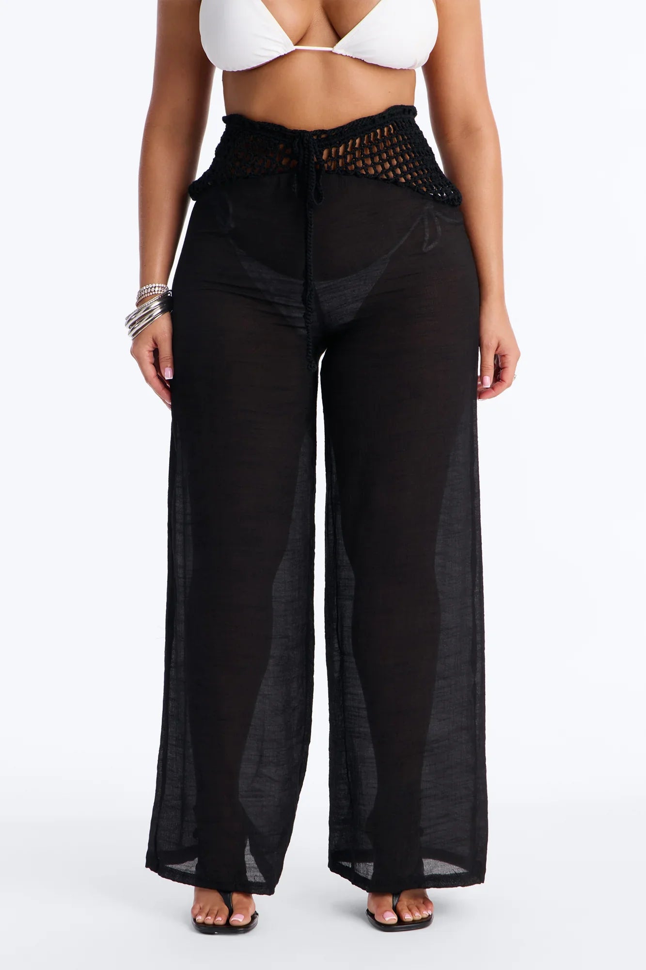 Darling Linen Swim Cover Up Pant - Black