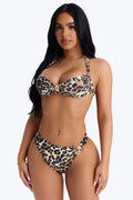 Playing Dirty Leopard Halter Strap Hardware 2 Piece Bikini - Leopard