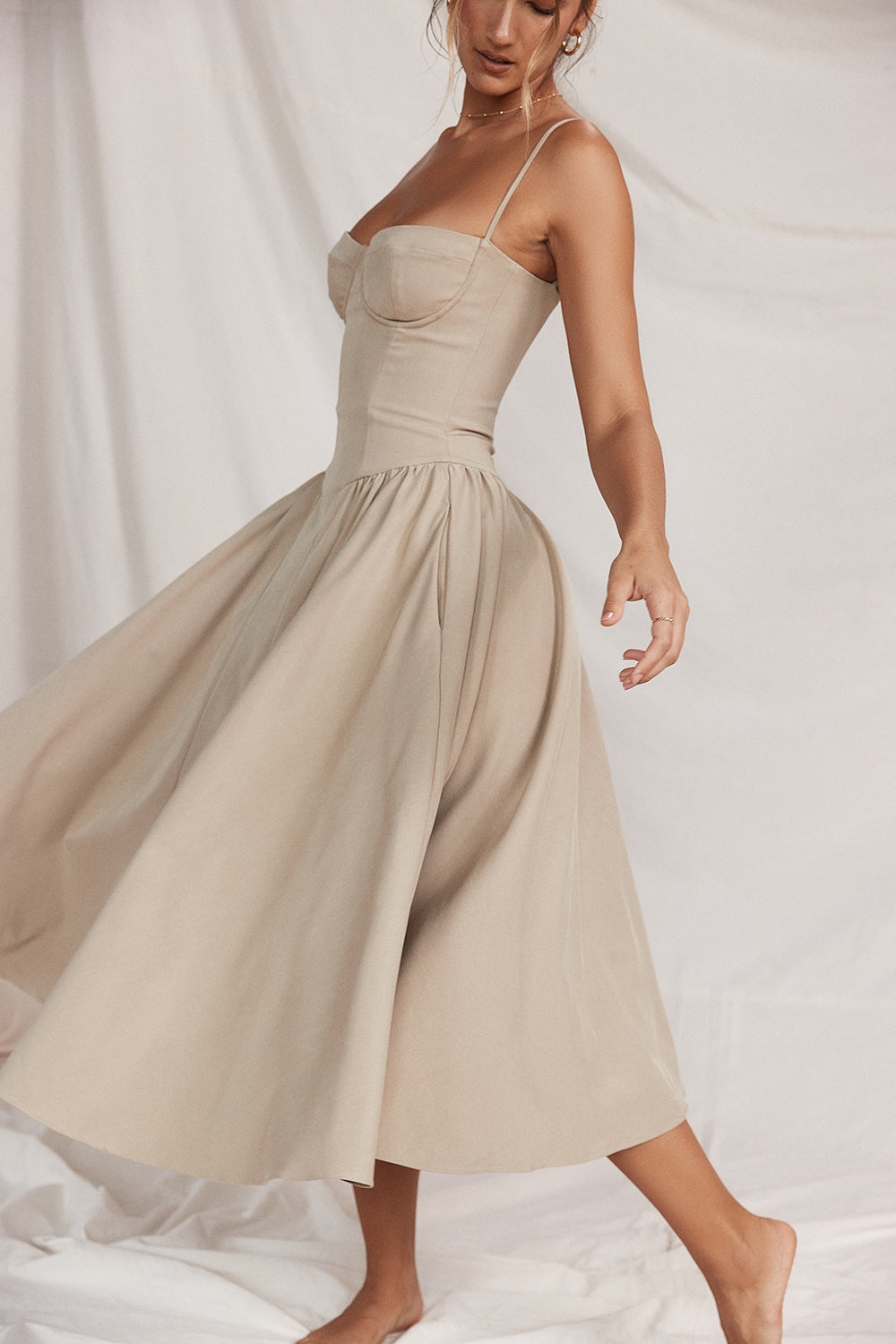 taupe corset sundress