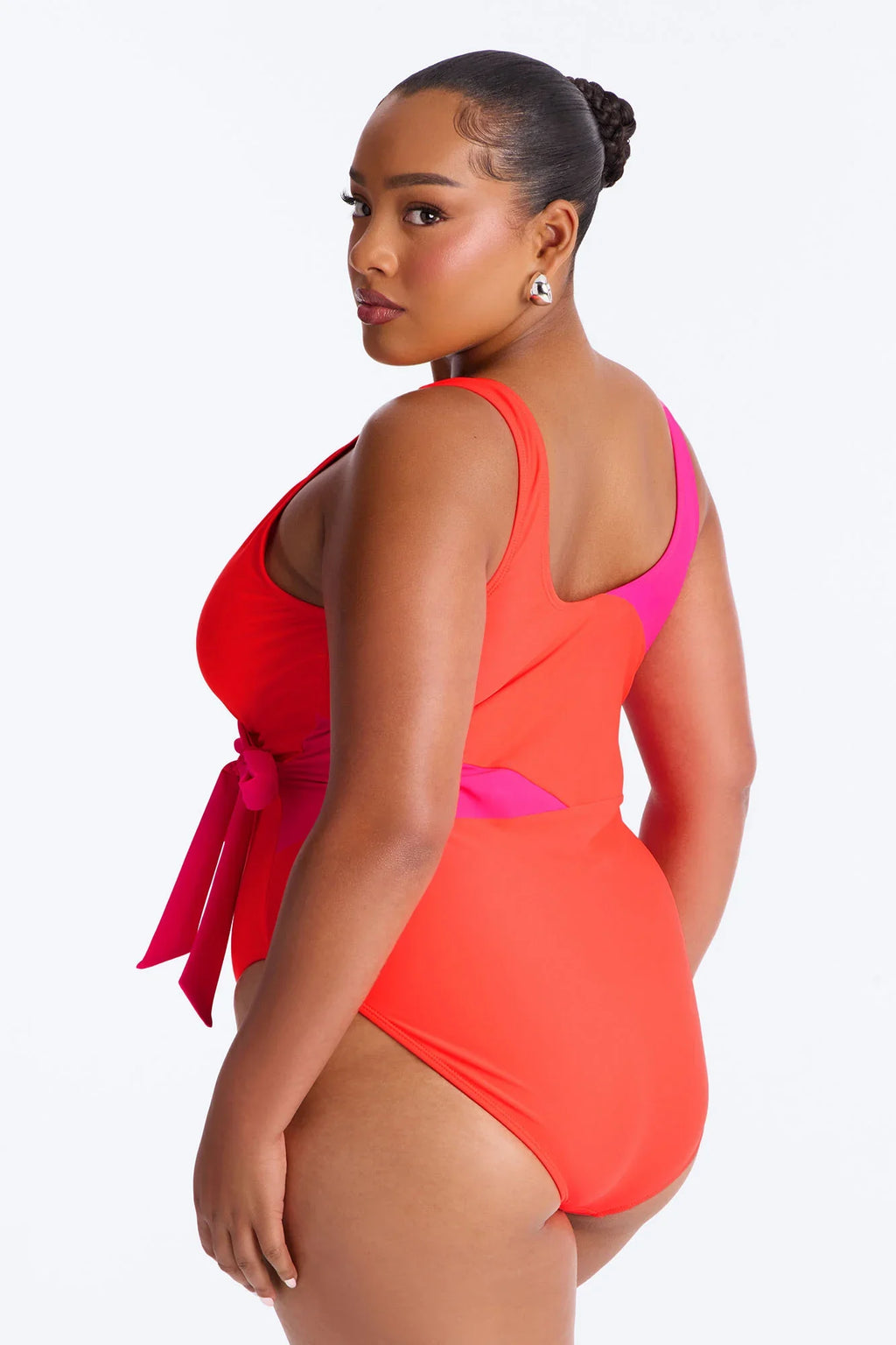 Sun And Sand Colorblock 1 Piece Swimsuit - Orange/combo