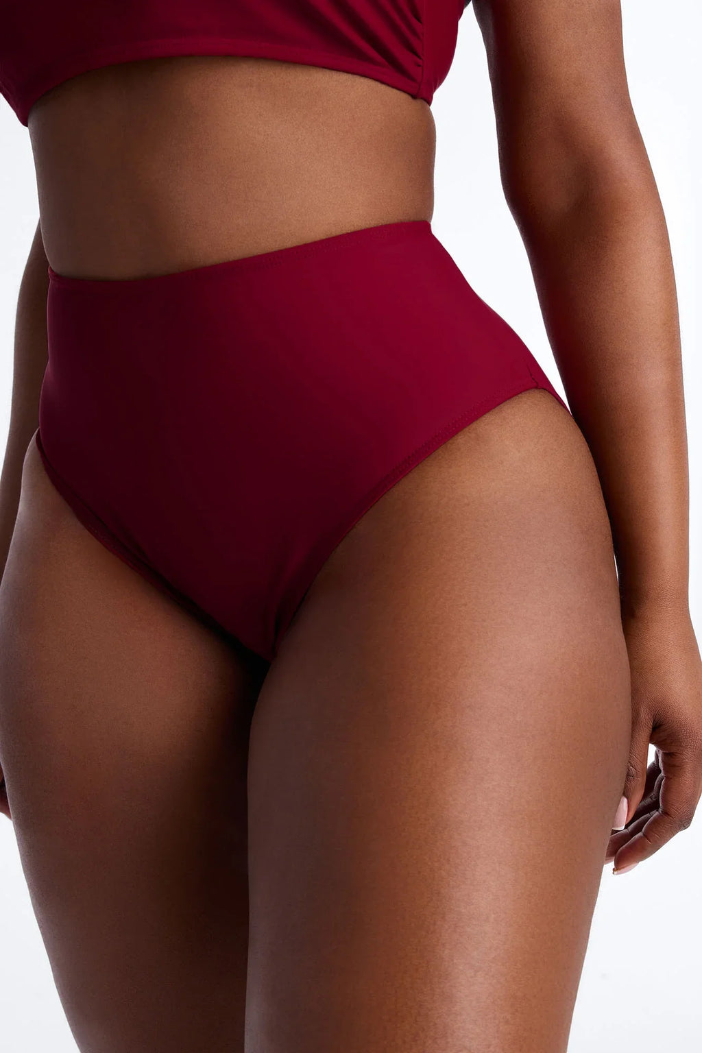 Maui Mix And Match High Rise Bikini Bottom - Burgundy