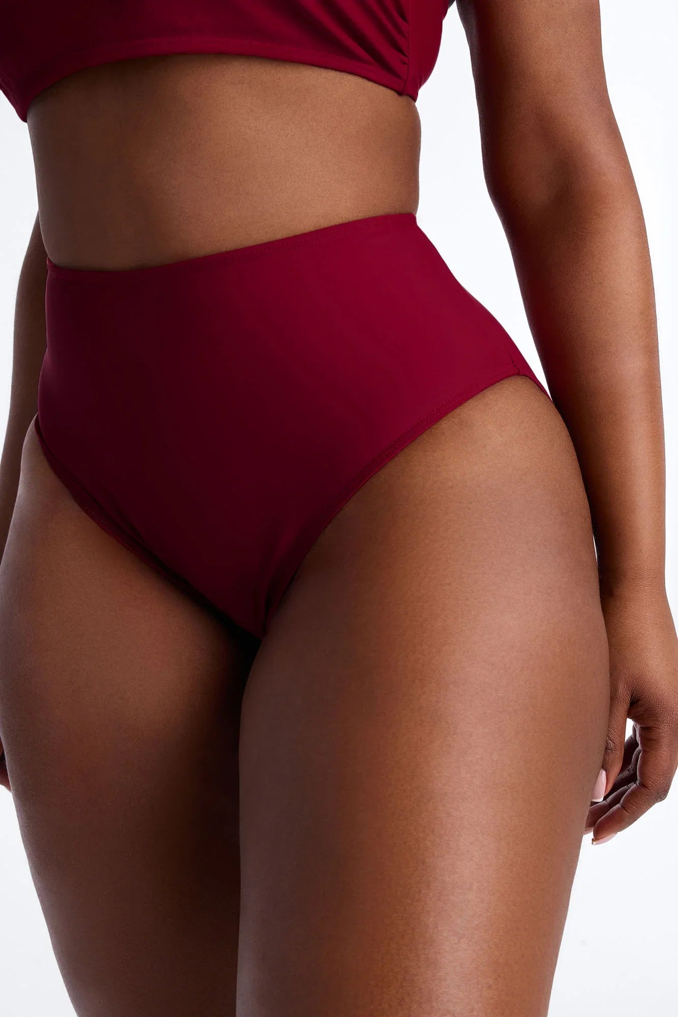 Maui Mix And Match High Rise Bikini Bottom - Burgundy