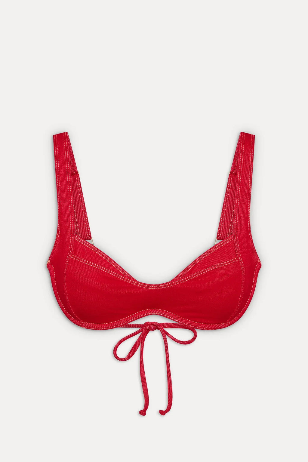 Franklin Underwire Denim Bikini Top - Red Denim
