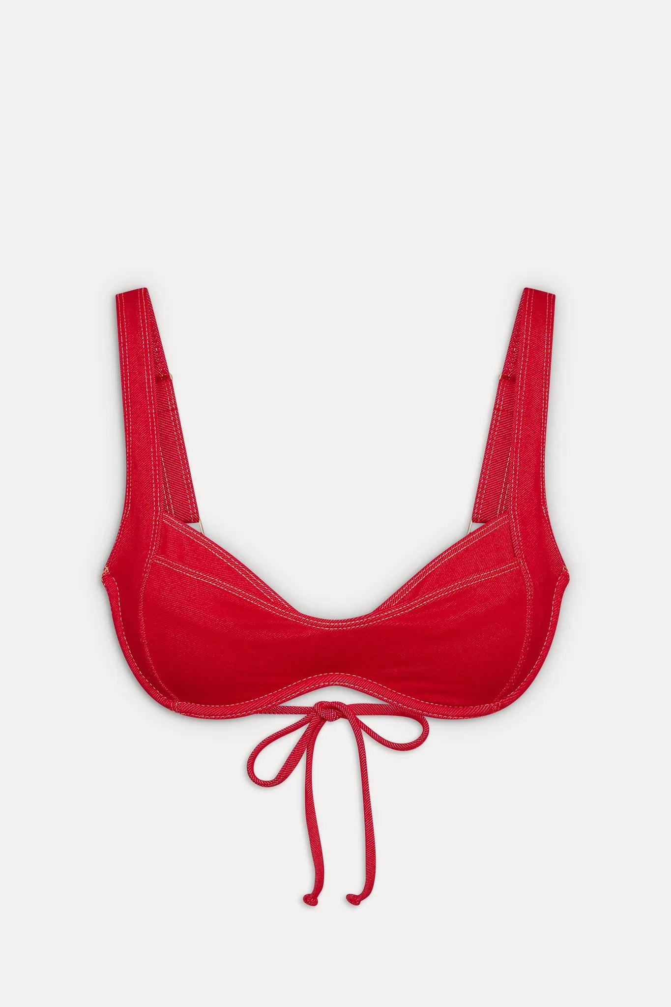 Franklin Underwire Denim Bikini Top - Red Denim