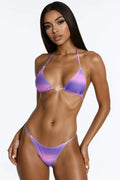 Elona 2 Piece Tie Dye Triangle Bikini Set - Purple/combo